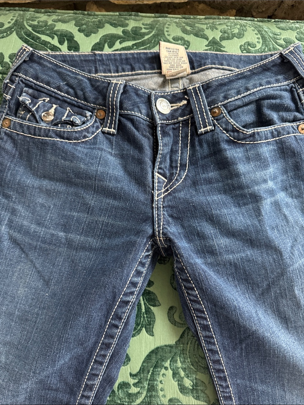 True Religion Women's Indigo Skinny Jeans with Contrast Stitching